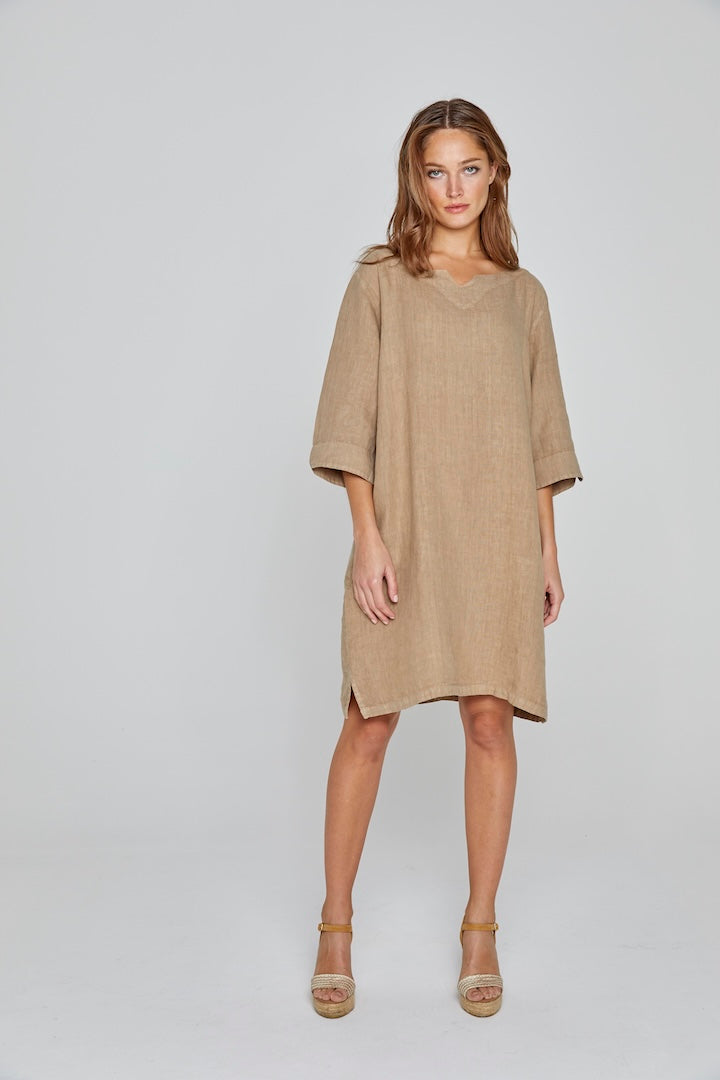 LAURENL – Opp.Liberty Linen Tunic 3/4 Sleeves Flared Cut – Women – Royal Blue/Mabelle 013K