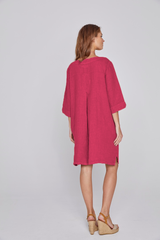 LAURENL – Opp.Liberty Linen Tunic 3/4 Sleeves Flared Cut – Women – Royal Blue/Mabelle 013K