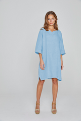 LAURENL – Opp.Liberty Linen Tunic 3/4 Sleeves Flared Cut – Women – Royal Blue/Mabelle 013K