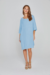 LAURENL – Opp.Liberty Linen Tunic 3/4 Sleeves Flared Cut – Women – Royal Blue/Mabelle 013K