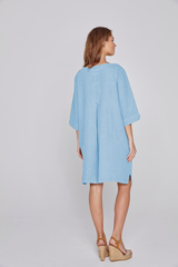 LAURENL – Opp.Liberty Linen Tunic 3/4 Sleeves Flared Cut – Women – Royal Blue/Mabelle 013K