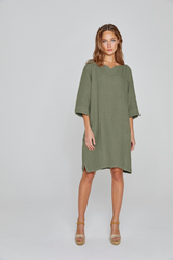 LAURENL – Opp.Liberty Linen Tunic 3/4 Sleeves Flared Cut – Women – Royal Blue/Mabelle 013K