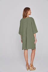 LAURENL – Opp.Liberty Linen Tunic 3/4 Sleeves Flared Cut – Women – Royal Blue/Mabelle 013K
