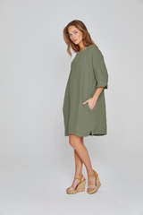 LAURENL – Opp.Liberty Linen Tunic 3/4 Sleeves Flared Cut – Women – Royal Blue/Mabelle 013K