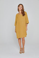 LAURENL – Opp.Liberty Linen Tunic 3/4 Sleeves Flared Cut – Women – Royal Blue/Mabelle 013K