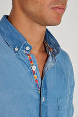 STRELLIL – Chemise Tencel Manches longues Coupe droite – Homme – Bleu bleach/Margaret Annie 037A